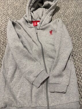 Liverpool Gray Hoodie with Red Crest - Kids Zip Hoodie
